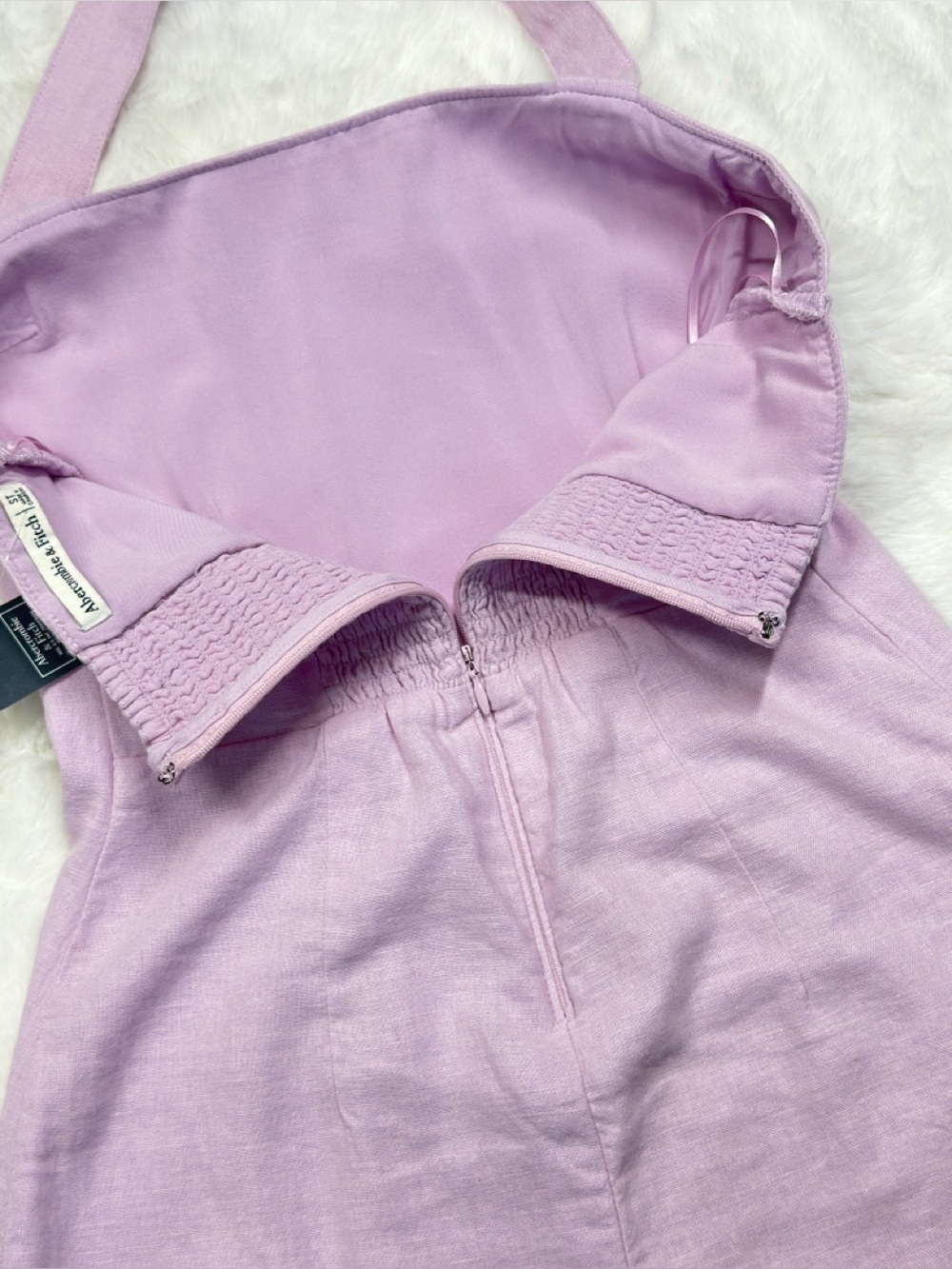 NWT A&F Light Pink Halter Linen-Blend Mini Dress - Picture 6 of 12